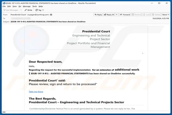 Audited Financial Statements Shared On OneDrive Email Scam