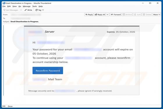 Password For Your Email Will Expire Scam