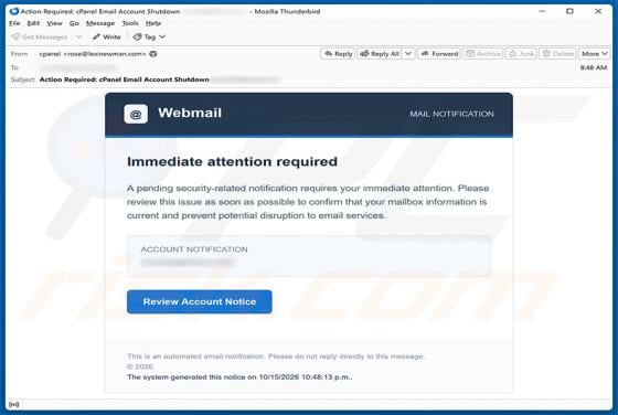 Security-Related Issue Email Scam