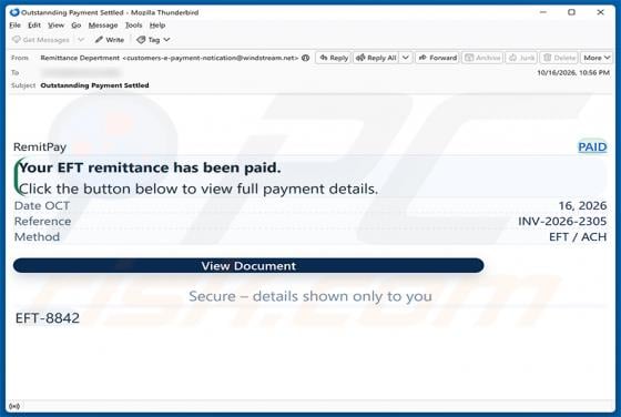 EFT Remittance Document Email Virus