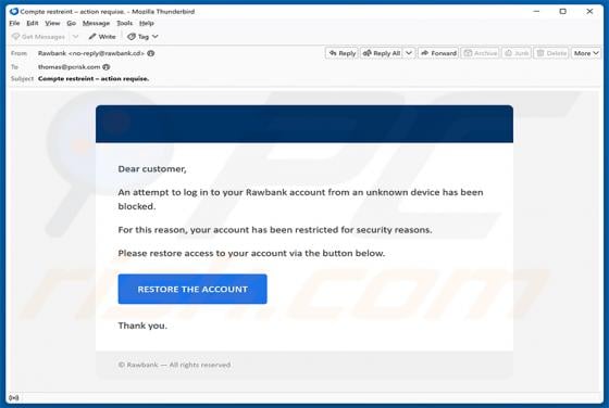 Rawbank Log In Attempt Email Scam