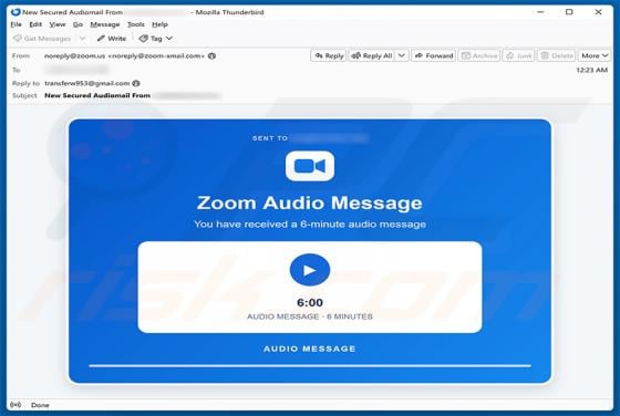 Zoom Audio Message Email Scam