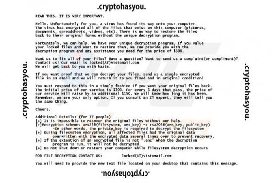 .Cryptohasyou Ransomware