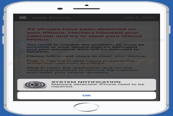 Malware detected! iPhone need to be repaired POP-UP Scam (Mac)