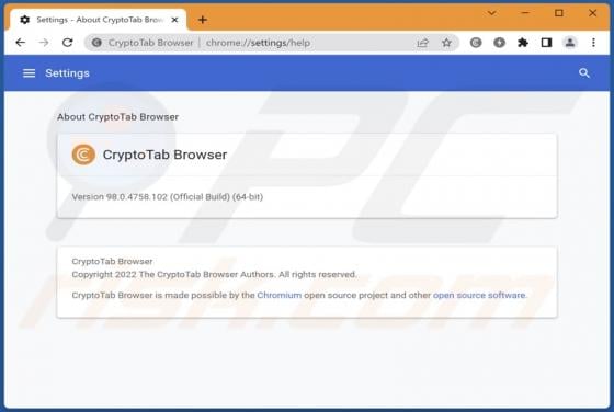 CryptoTab Browser Unwanted Application