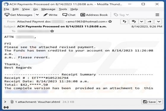 Funds Has Been Credited To Your Account Email Scam