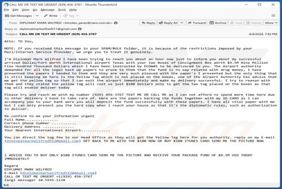 Consignment Box Email Scam