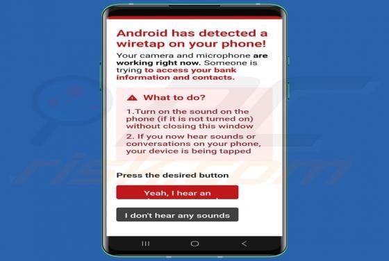 Android Has Detected A Wiretap On Your Phone Scam (Android)