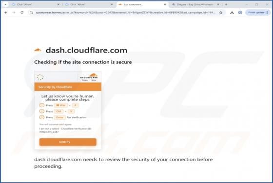 Cloudflare Checking If The Site Connection Is Secure POP-UP Scam