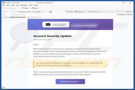 Account Security Update Email Scam