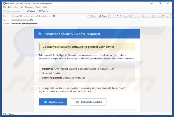 Microsoft Anti-Xploit Guard Released A Security Update Email Scam