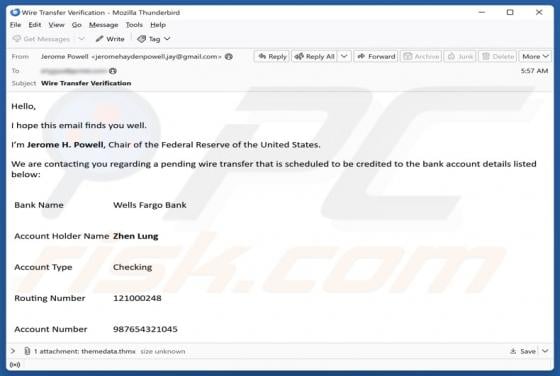 Wells Fargo - Pending Wire Transfer Email Scam