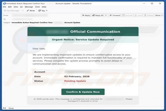 Official Communication - Service Update Required Email Scam