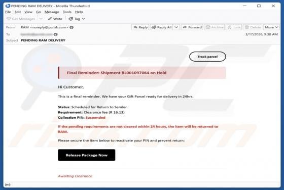 RAM - Gift Parcel Delivery Email Scam