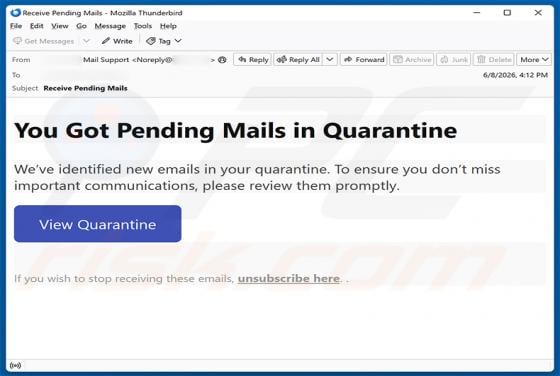 Pending Mails In Quarantine Email Scam