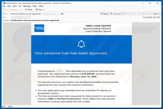 American Express - Personal Loan Approved Email Scam