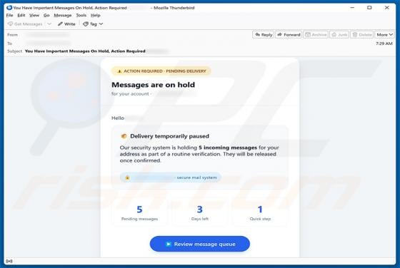 Messages Are On Hold Email Scam