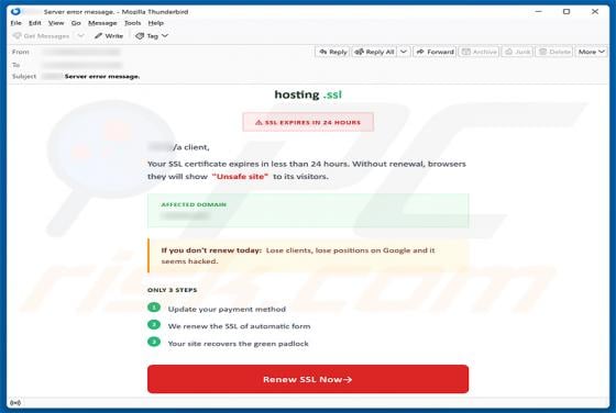 SSL Certificate Expiration Email Scam
