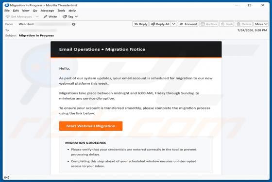 Email Migration Notice Scam