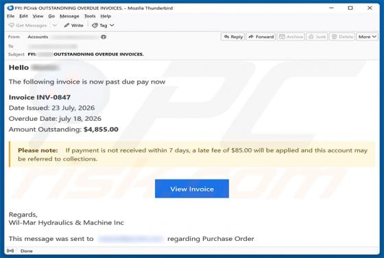 Invoice Is Past Due Email Scam