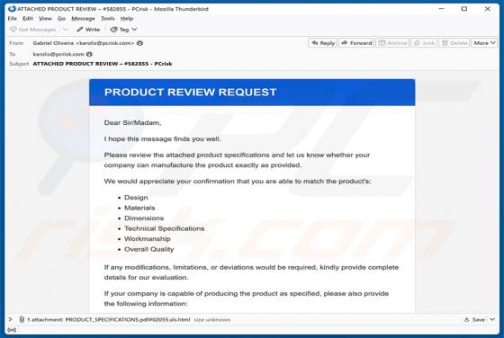 Product Review Request Email Scam