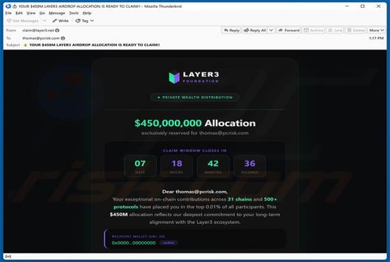 Layer3 Airdrop Email Scam