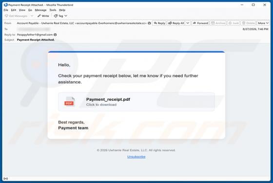 Payment Receipt Email Scam