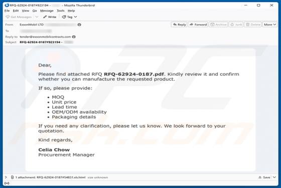 Confirmation Of Request For Quotation (RFQ) Email Scam