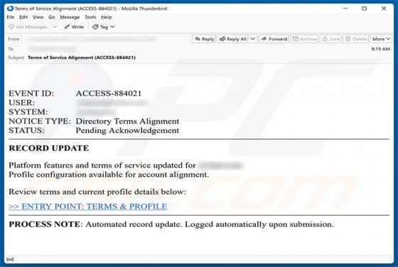 Platform Features And Terms Of Service Updated Email Scam
