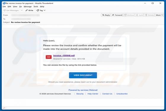 Review The Invoice And Confirm The Payment Email Scam