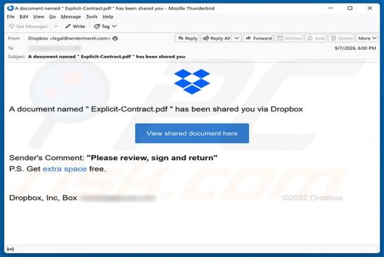 Document Has Been Shared You Via Dropbox Email Scam