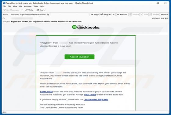 QuickBooks Online Accountant Invitation Email Scam