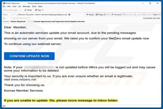 NetZero Email Update Scam