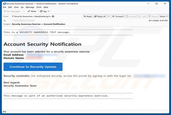 Security Awareness Exercise Email Scam