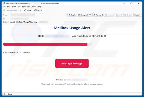 Mailbox Usage Alert Email Scam