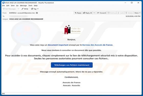 Barreau Des Avocats De France Email Scam