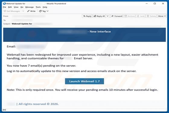 Webmail Redesigned Email Scam