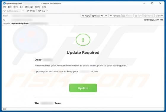 Account Information Update Requires Email Scam